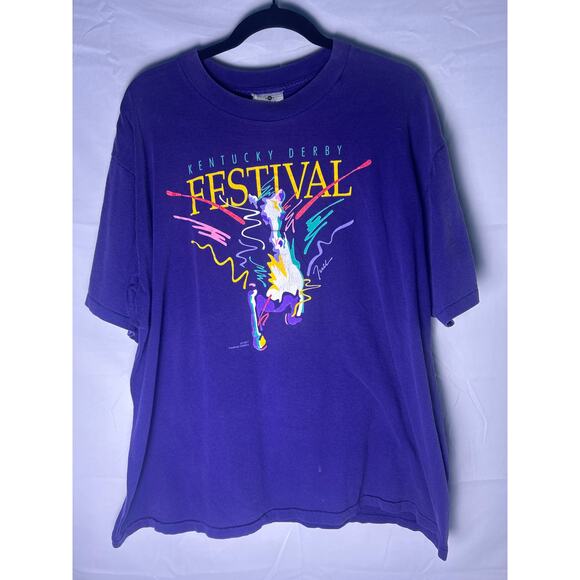 Lee KENTUCKY DERBY FESTIVAL Graphic Print Purple T-shirt Women's Size XL - Picture 1 of 3